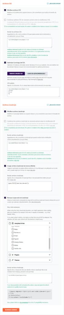 Optimizar archivos WP Rocket