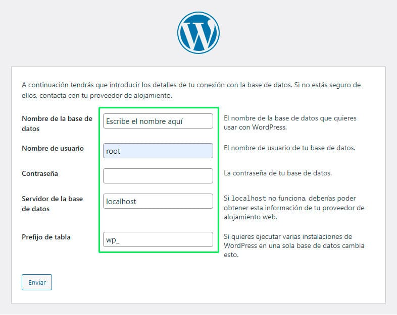 Instalación de wordpress