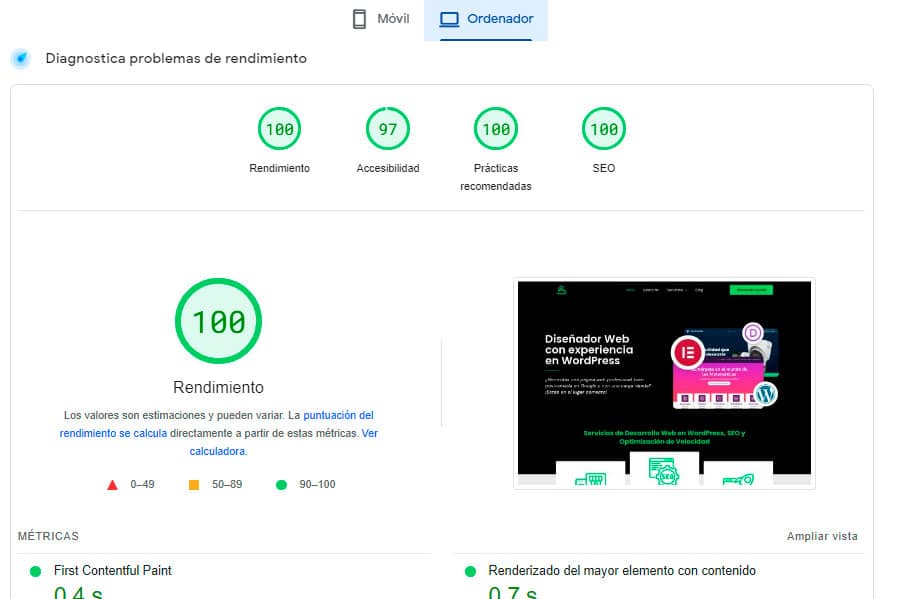 Core Web Vitals - Sitio web rápido